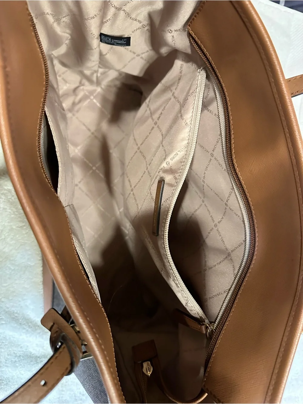 Michael Kors Brown & Tan MK Logo Tote with Gold Accent - Picture 2 of 4